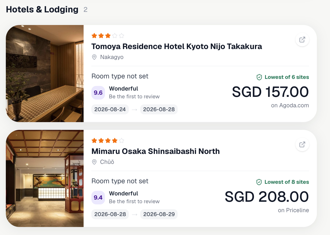 Attached to your itinerary automatically